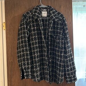 Abercrombie & Fitch Large Tweed Knit Oversized Button Down Shacket Jacket